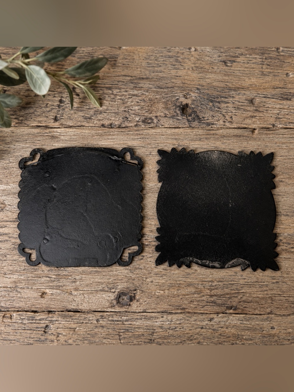 Vintage Nursery Rhyme Cast Iron Trivet Wall Plaques Set 2pc Retro Storybook - Picture 4 of 6